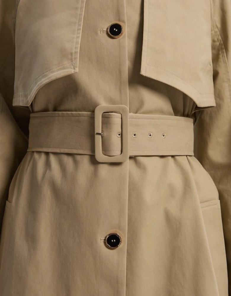 Pleated Back Trench Coat