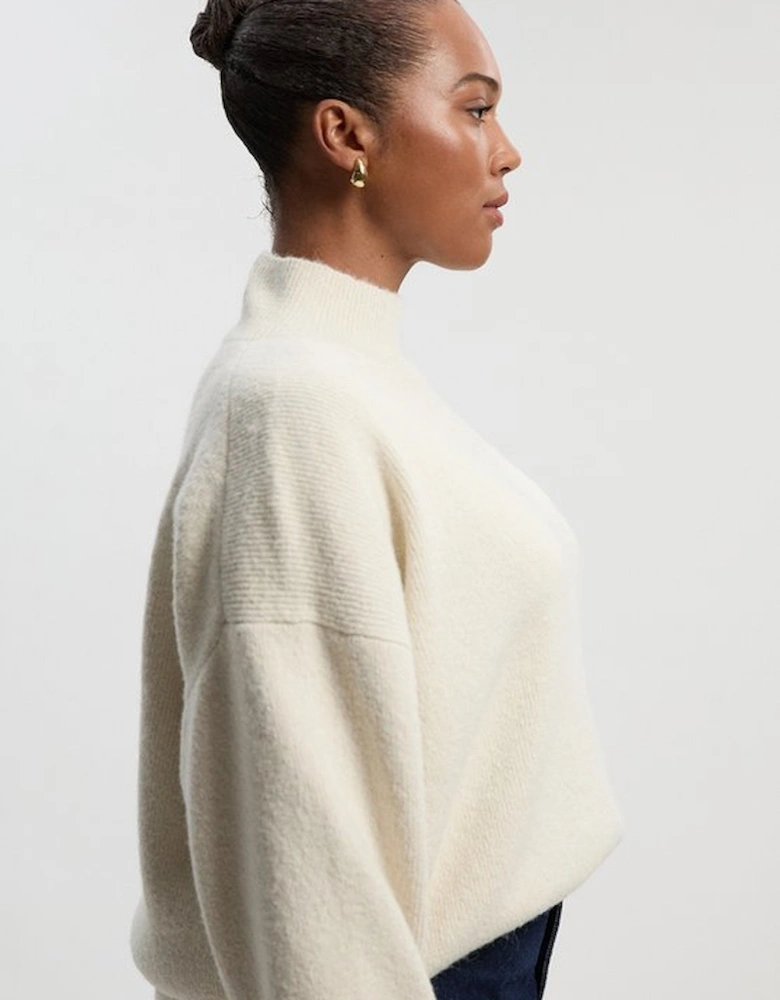 Plus Size Wool Blend Cosy Funnel Neck Jumper