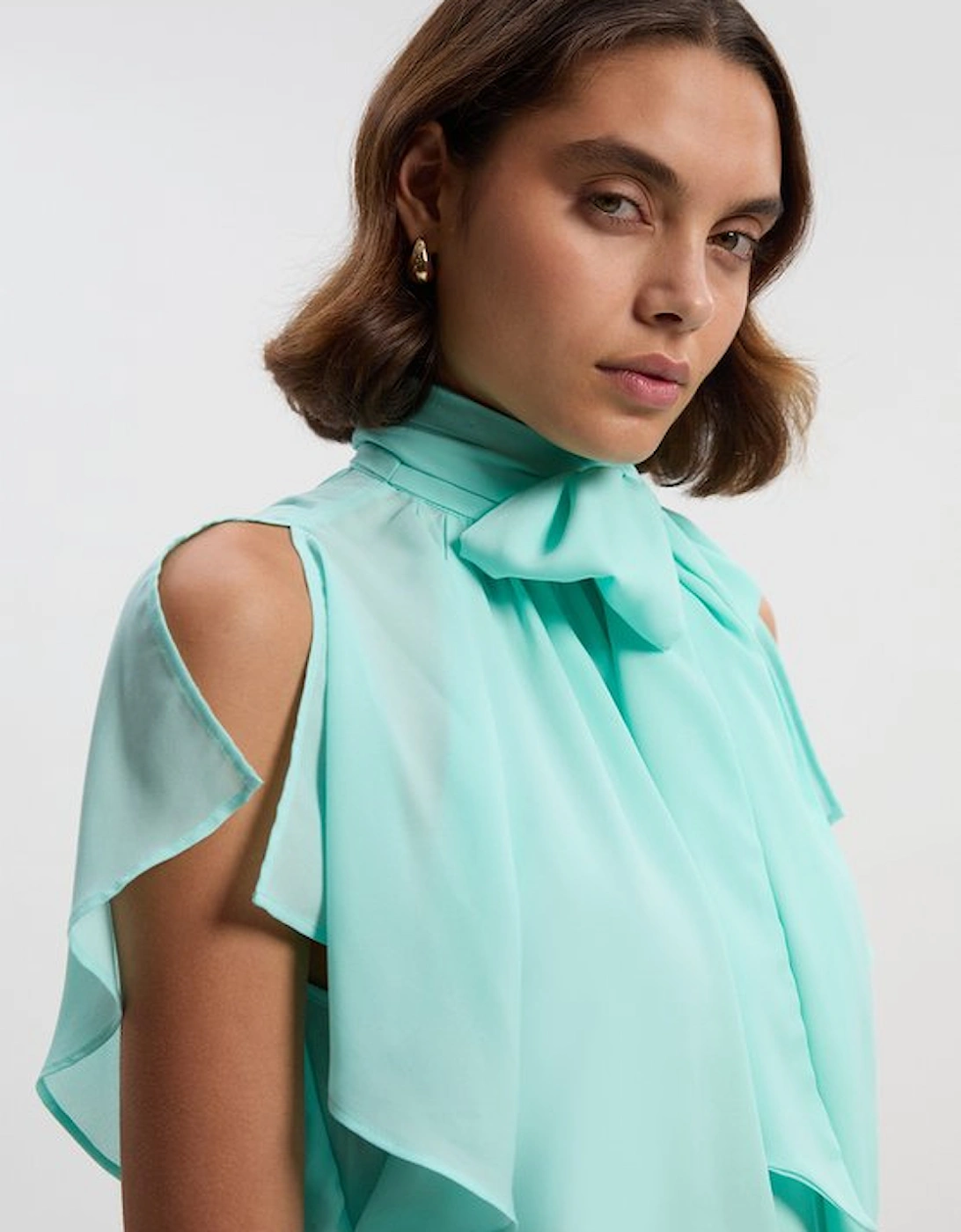 Pussy Bow Tie Woven Georgette Blouse