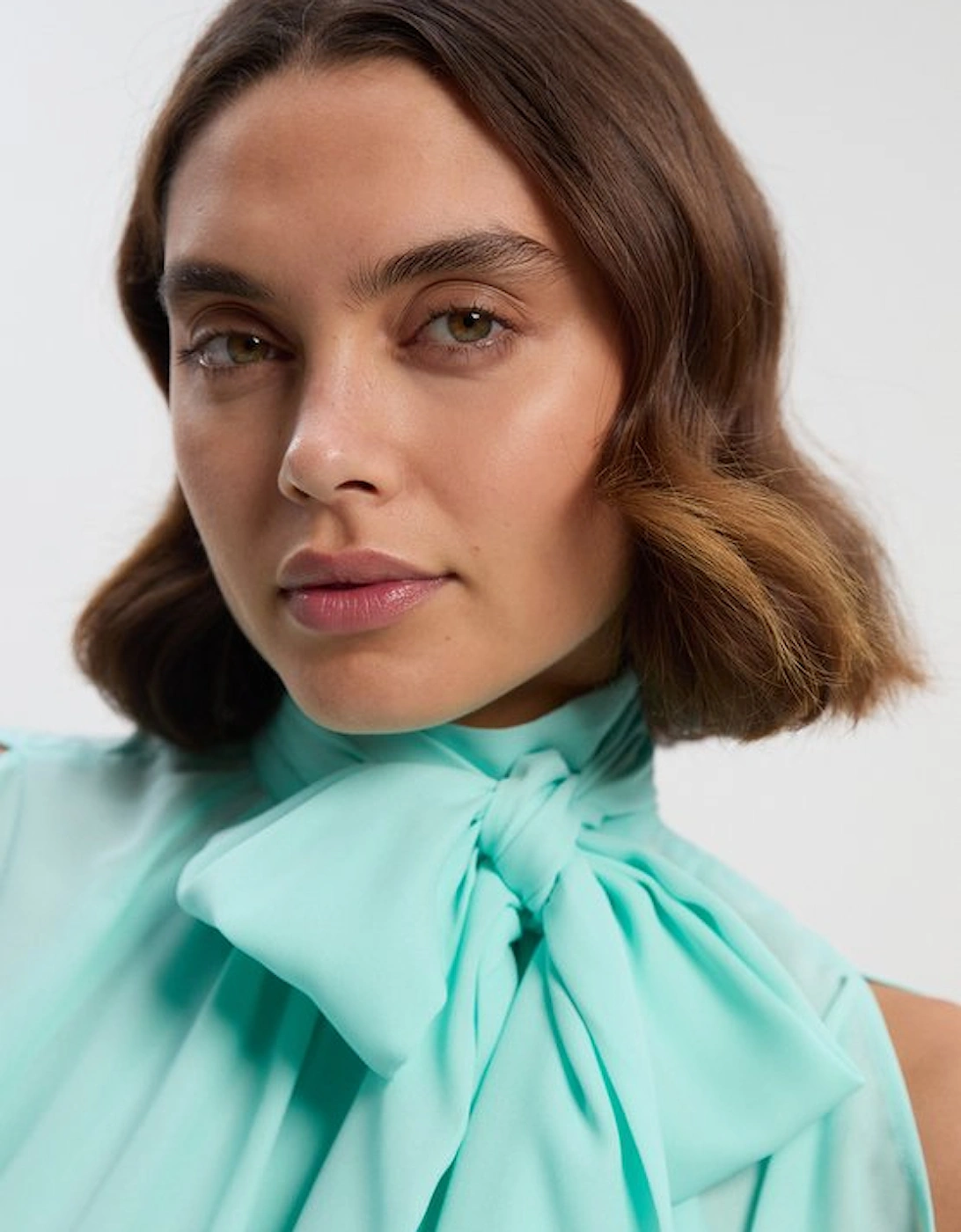 Pussy Bow Tie Woven Georgette Blouse