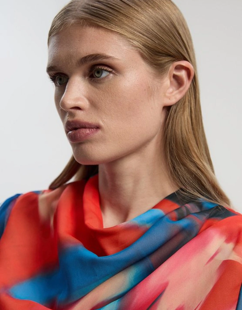 Georgette Draped Blur Print Woven Blouse