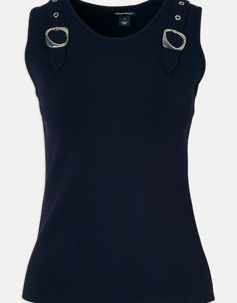 Buckle Trim Knitted Top