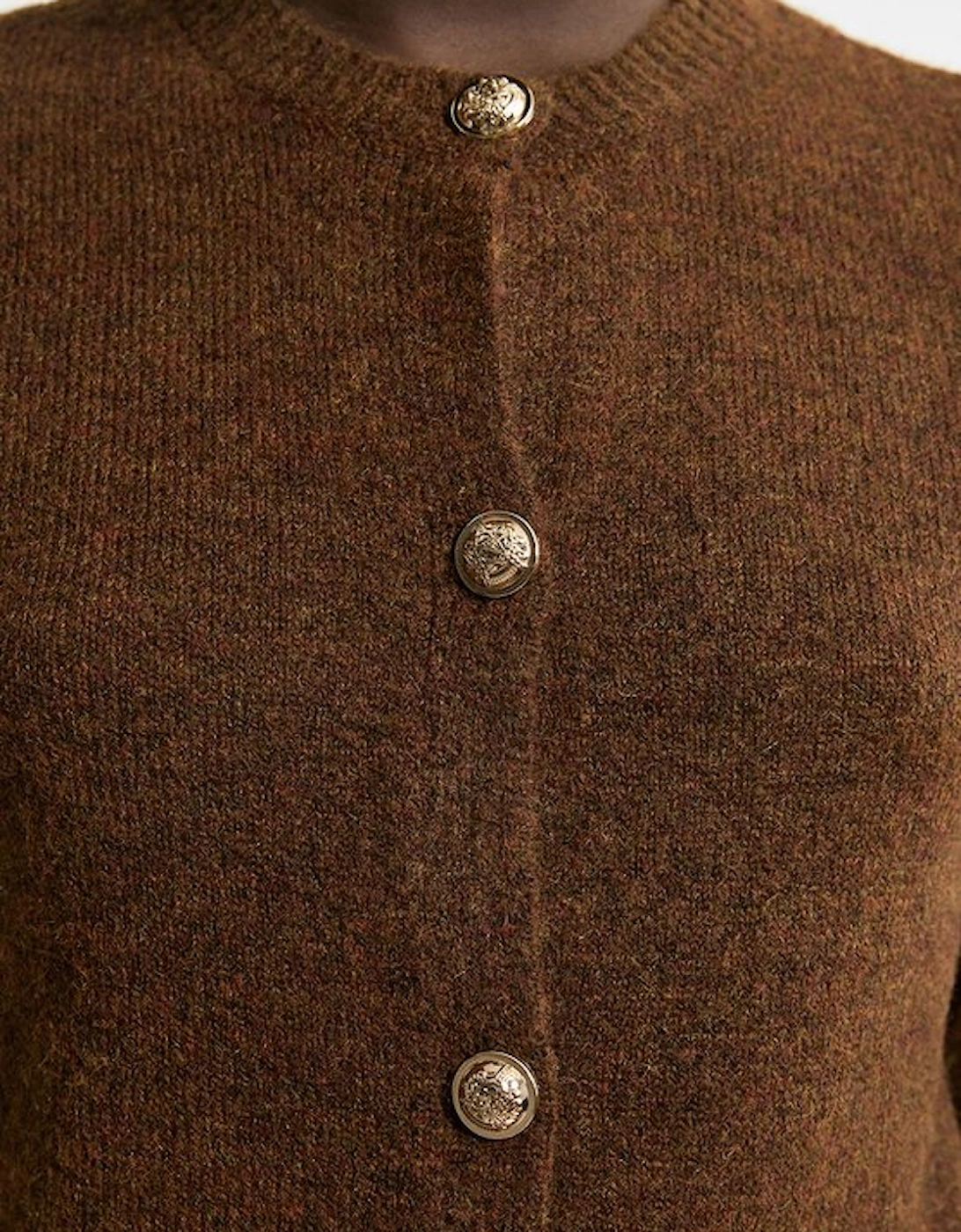 Wool Blend Cosy Crew Neck Knit Cardi