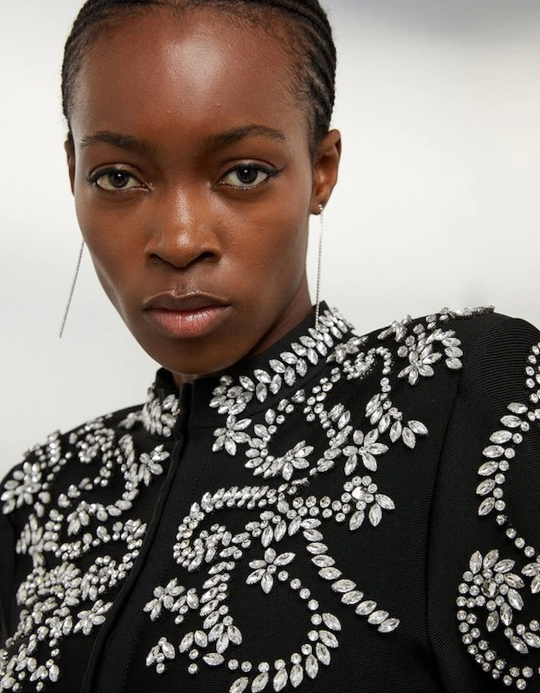 Figure Form Bandage Embellished Knit Jacket