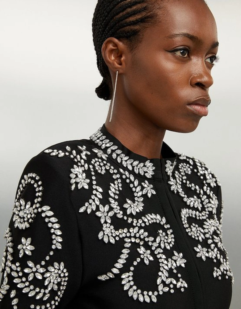 Figure Form Bandage Embellished Knit Jacket