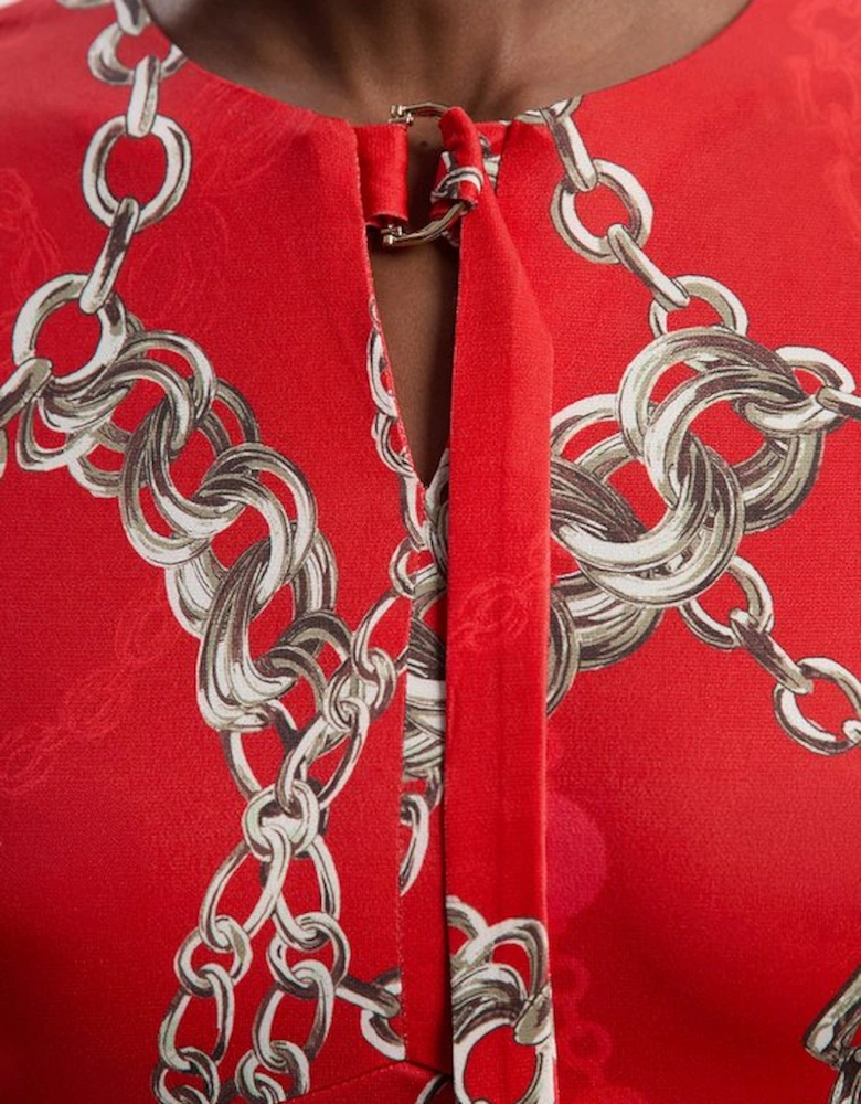 Chain Print Crepe Mini Dress