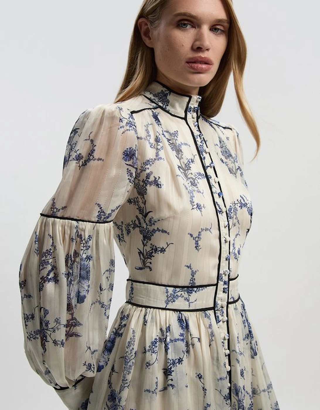 Floral Print Woven Balloon Sleeve Mini Dress
