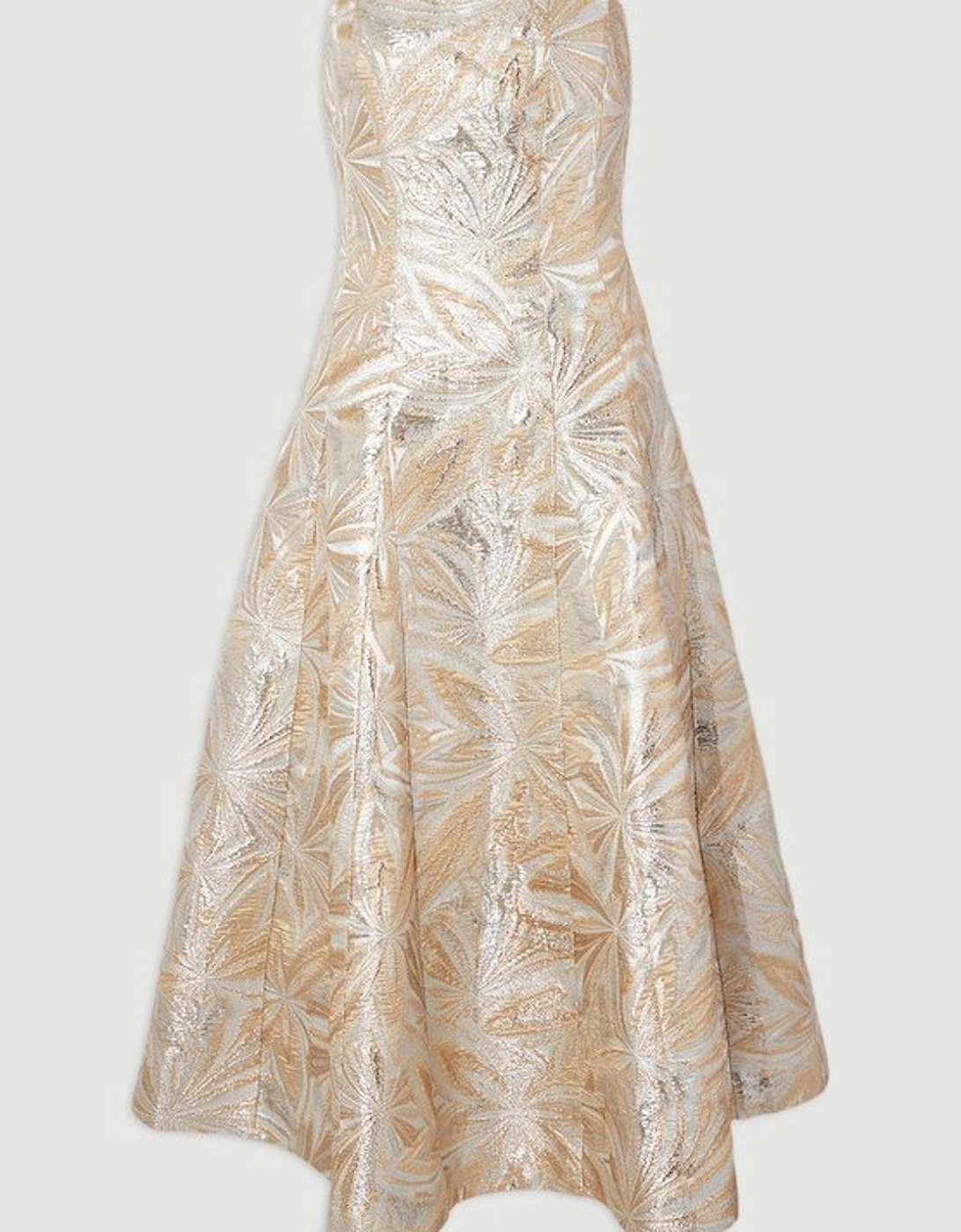 Jacquard Bandeau Full Skirted Midi Dress