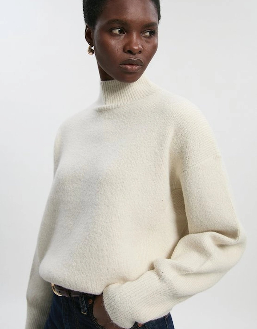 Wool Blend Cosy Funnel Neck Jumper