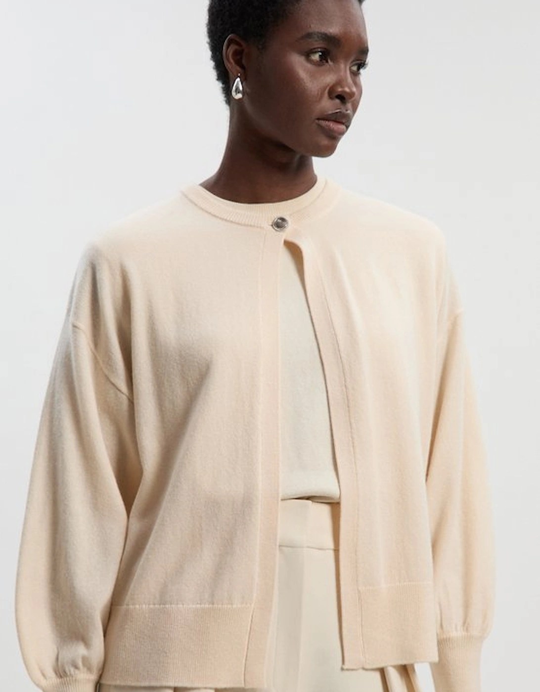 Cashmere Wool Blend Knit Cardigan