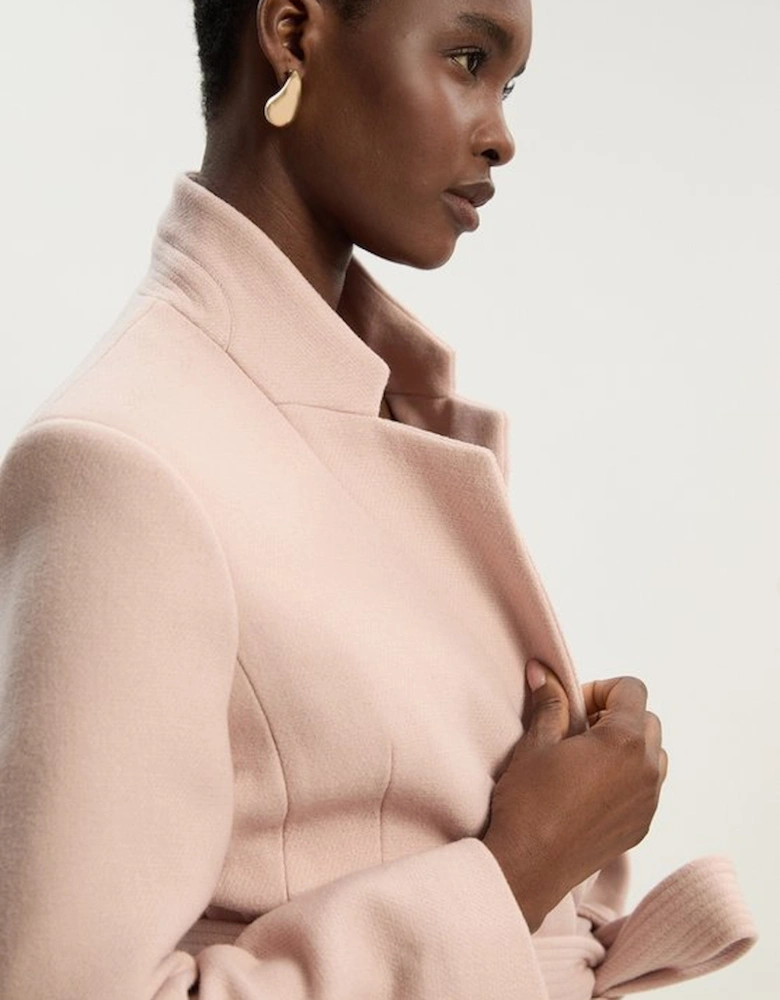 Wool Investment Notch Neck Tailored Midi Coat