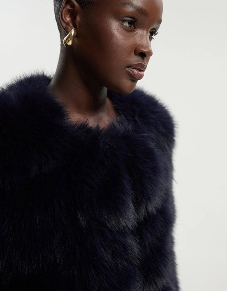 Faux Fur Panelled Long Sleeve Jacket