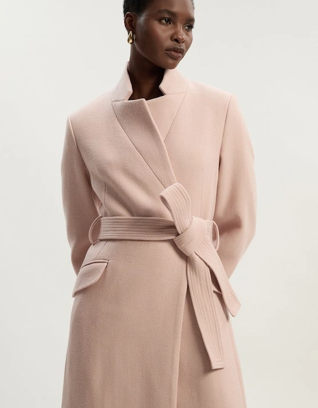 Wool Investment Notch Neck Tailored Midi Coat