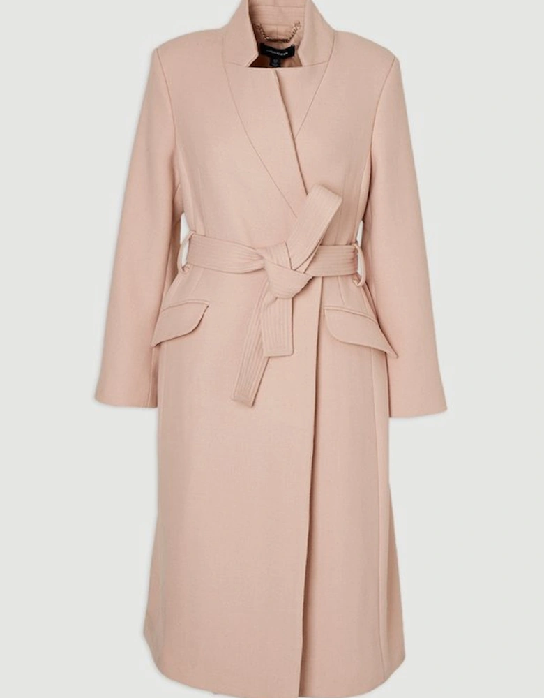 Wool Investment Notch Neck Tailored Midi Coat