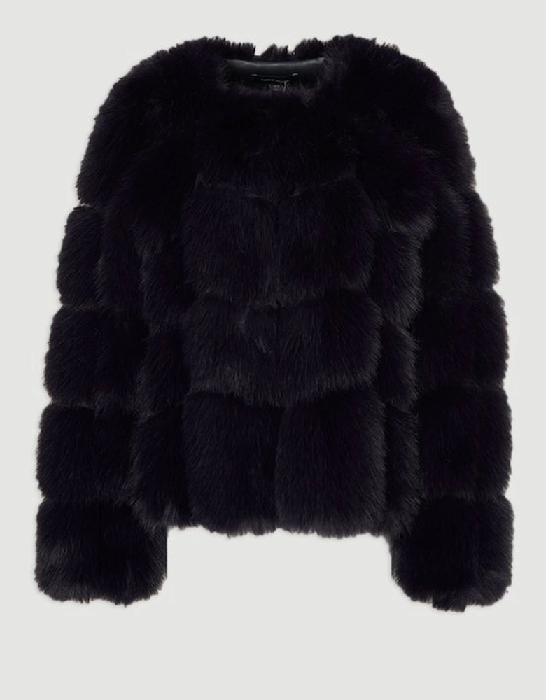 Faux Fur Panelled Long Sleeve Jacket