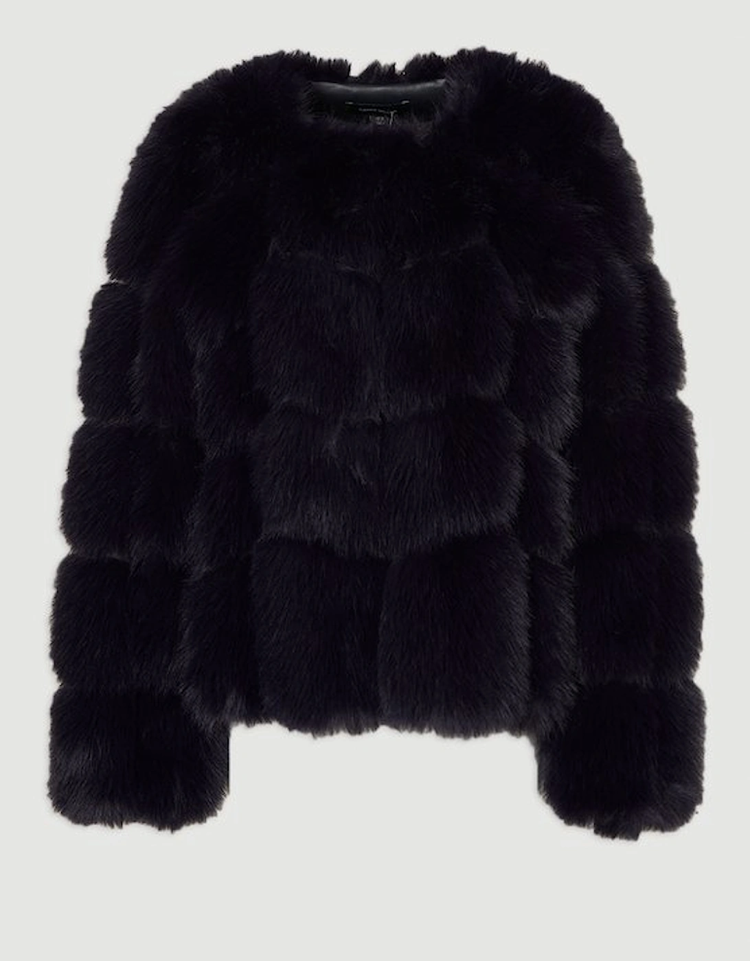 Faux Fur Panelled Long Sleeve Jacket
