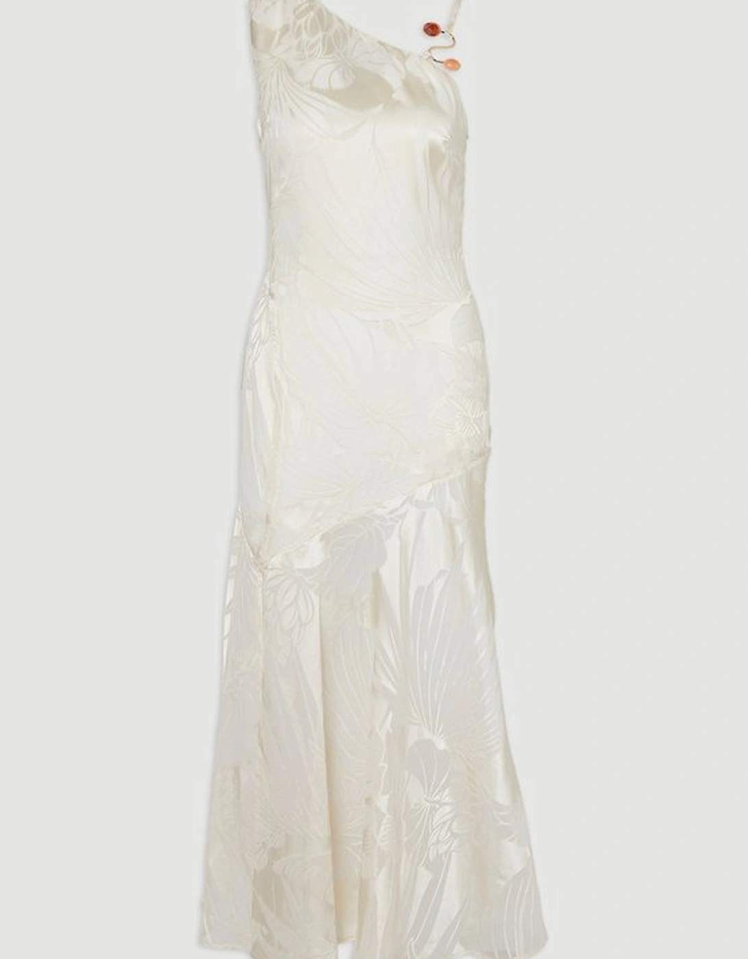 Devoure One Shoulder Woven Maxi Dress With Trim Detail