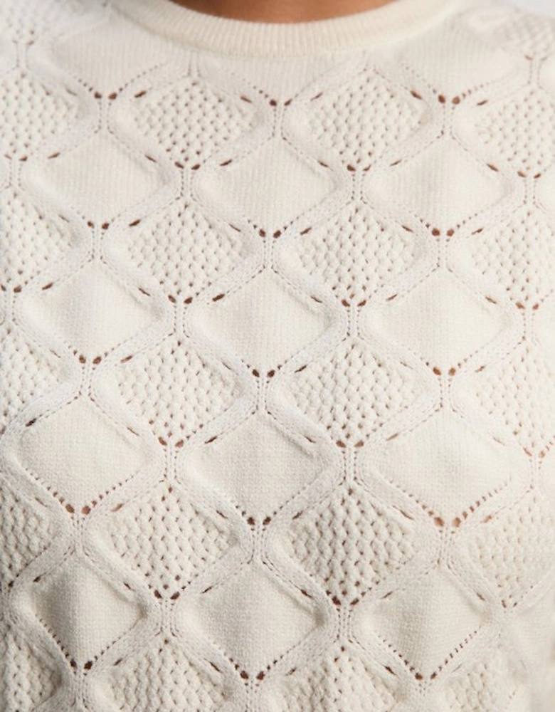 Cable Stitch Puff Sleeve Top