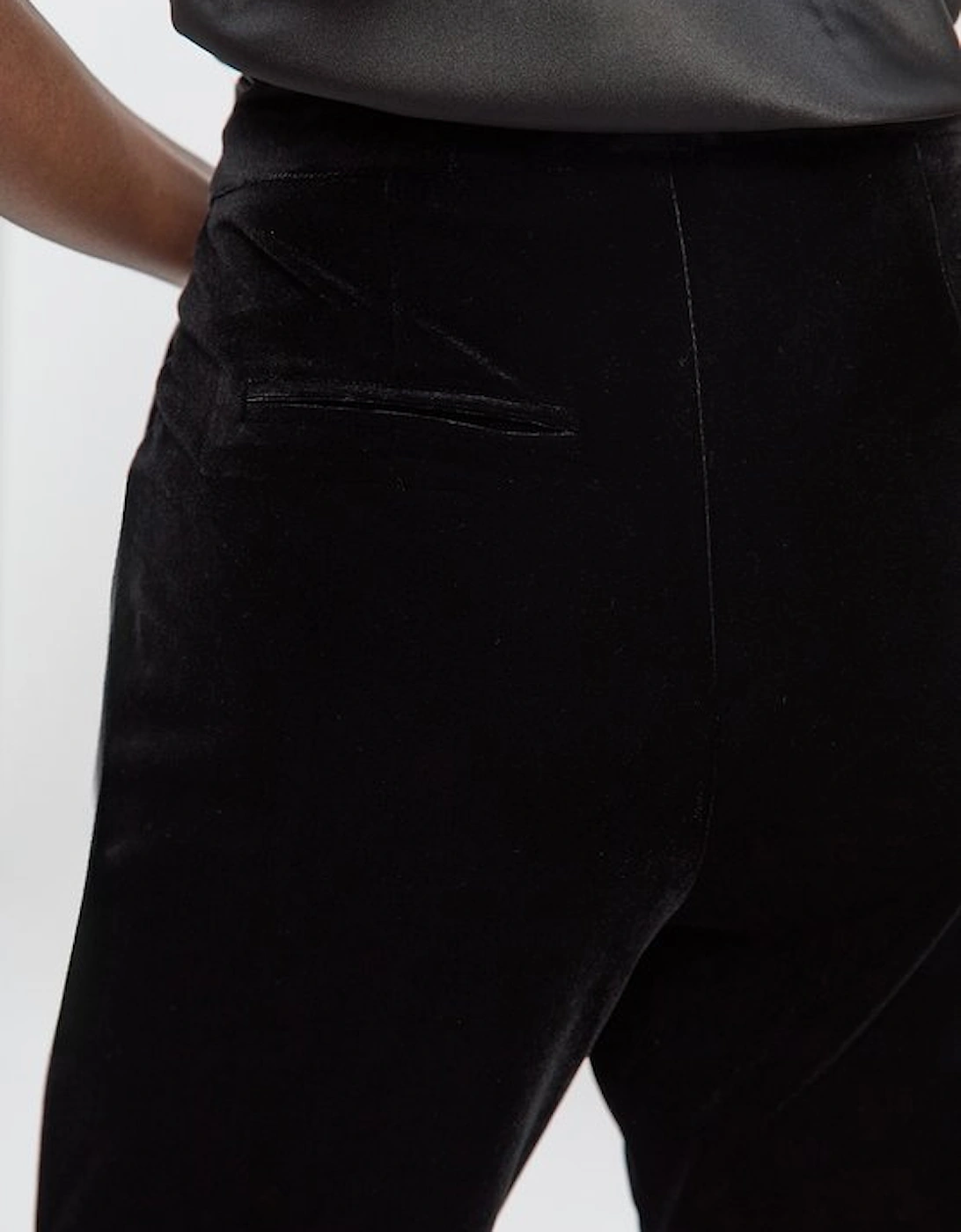 Petite Tailored Velvet High Waist Slim Leg Trouser