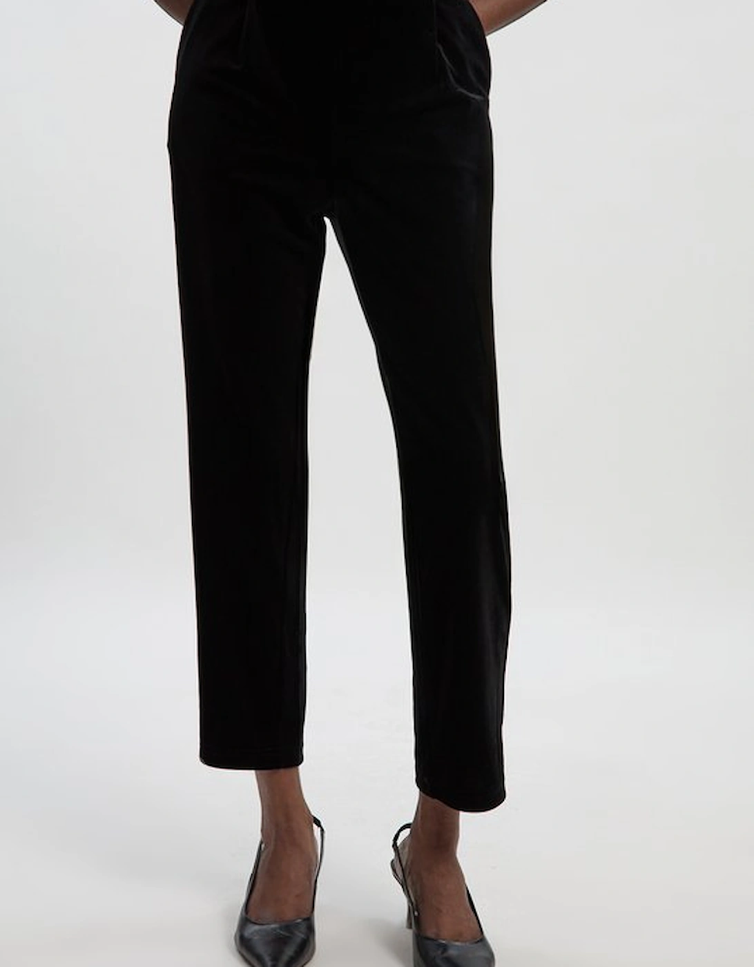 Petite Tailored Velvet High Waist Slim Leg Trouser