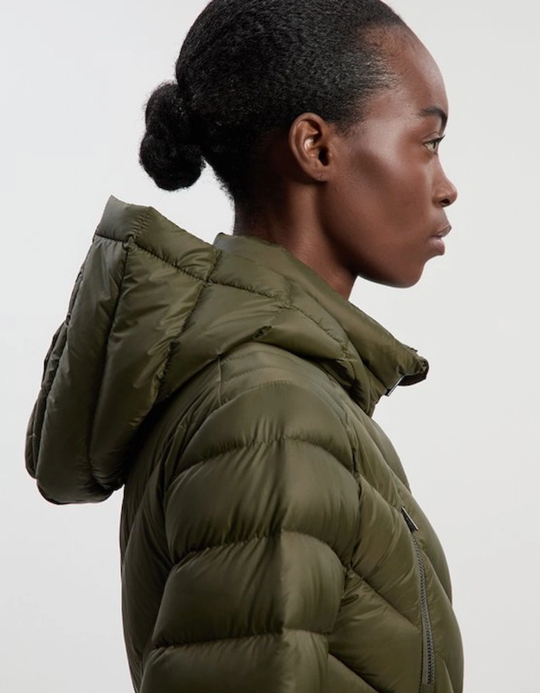 Real Down Knee Length Packable Coat