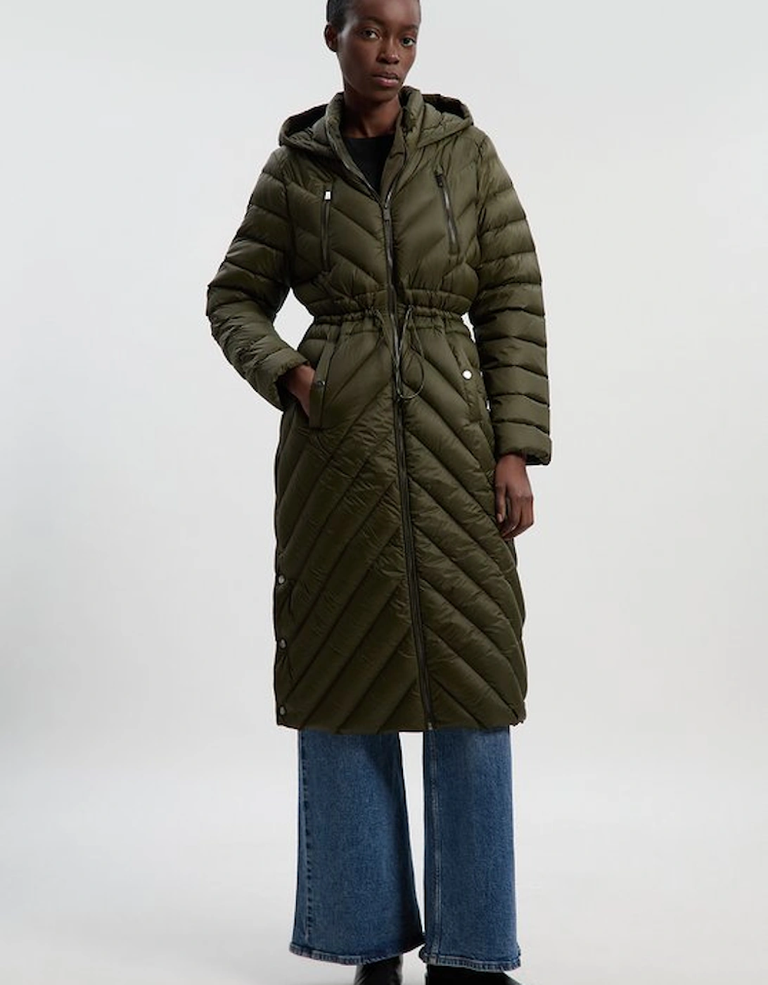 Real Down Knee Length Packable Coat