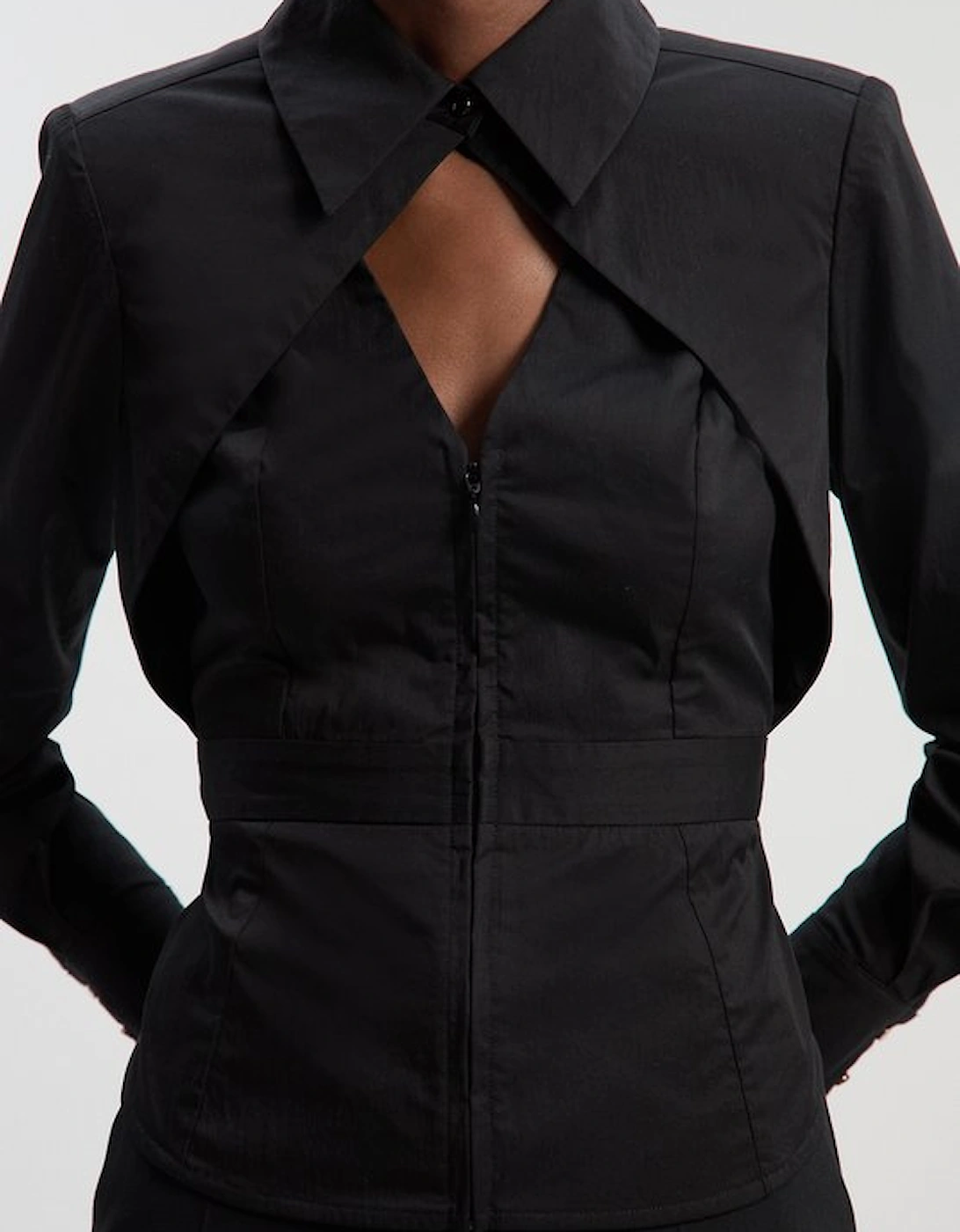 Stretch Cotton Cut Out Detail Woven Shirt