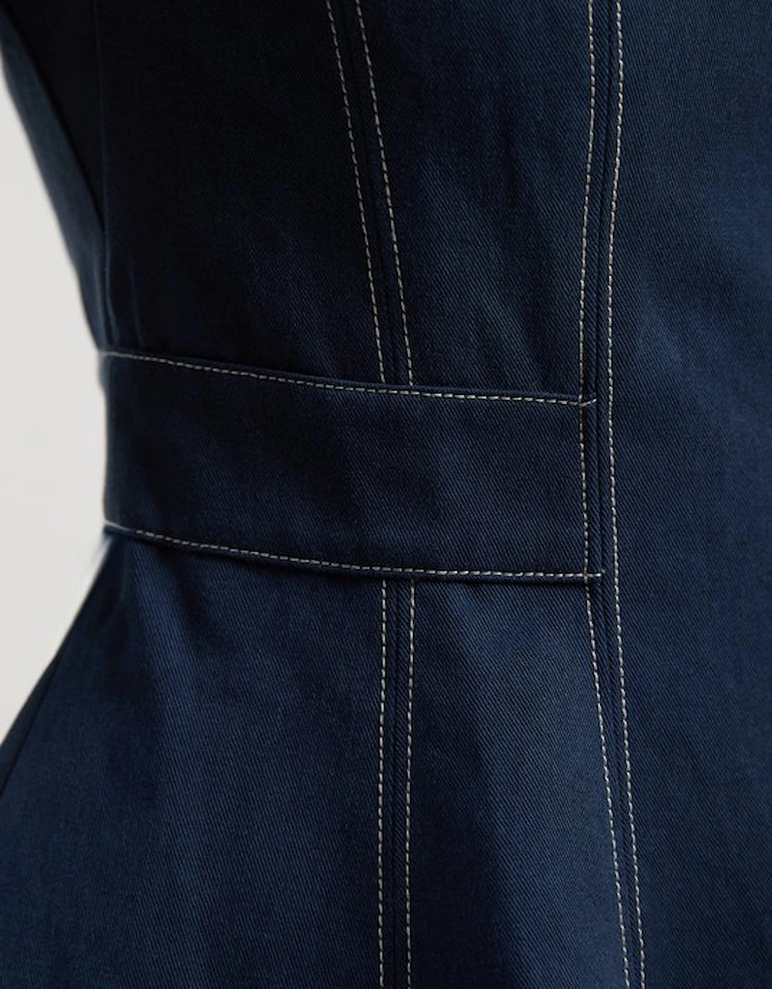 Tencel Cotton Contrast Zip Up Woven Peplum Top