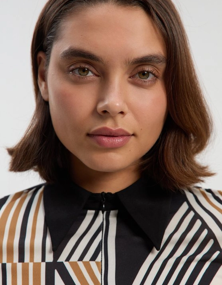 Geo Print Crepe Shirt