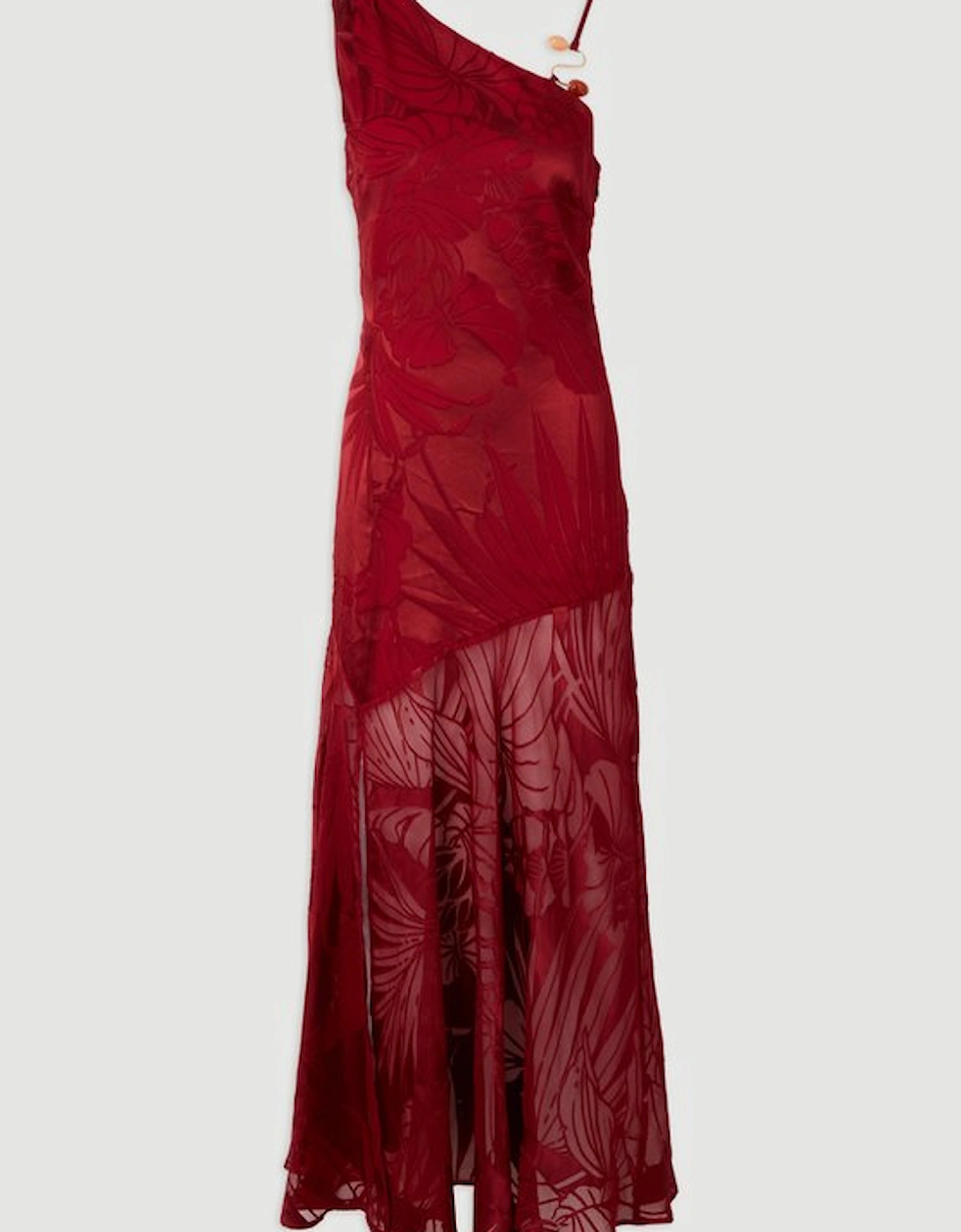 Devoure One Shoulder Woven Maxi Dress With Trim Detail