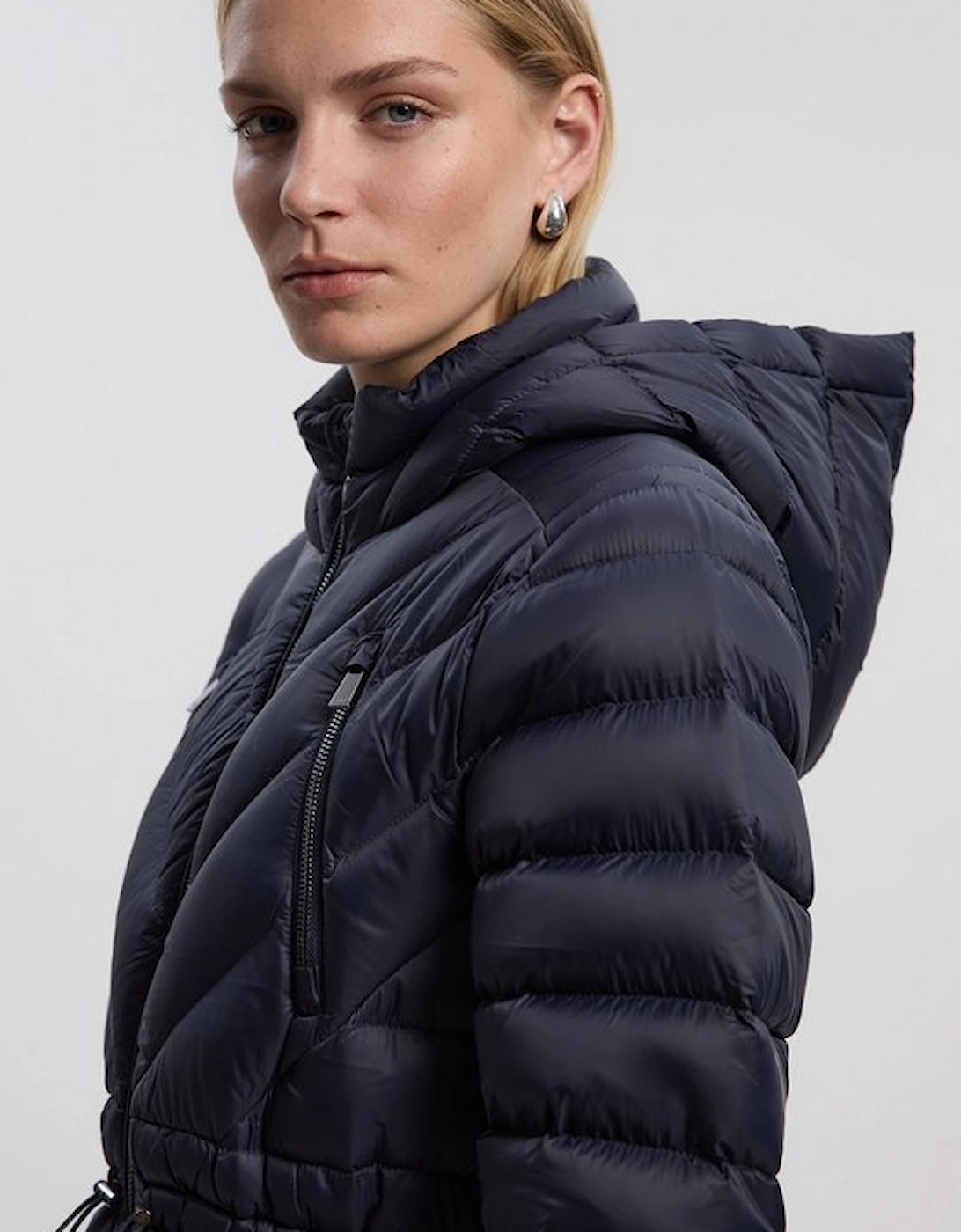 Real Down Knee Length Packable Coat