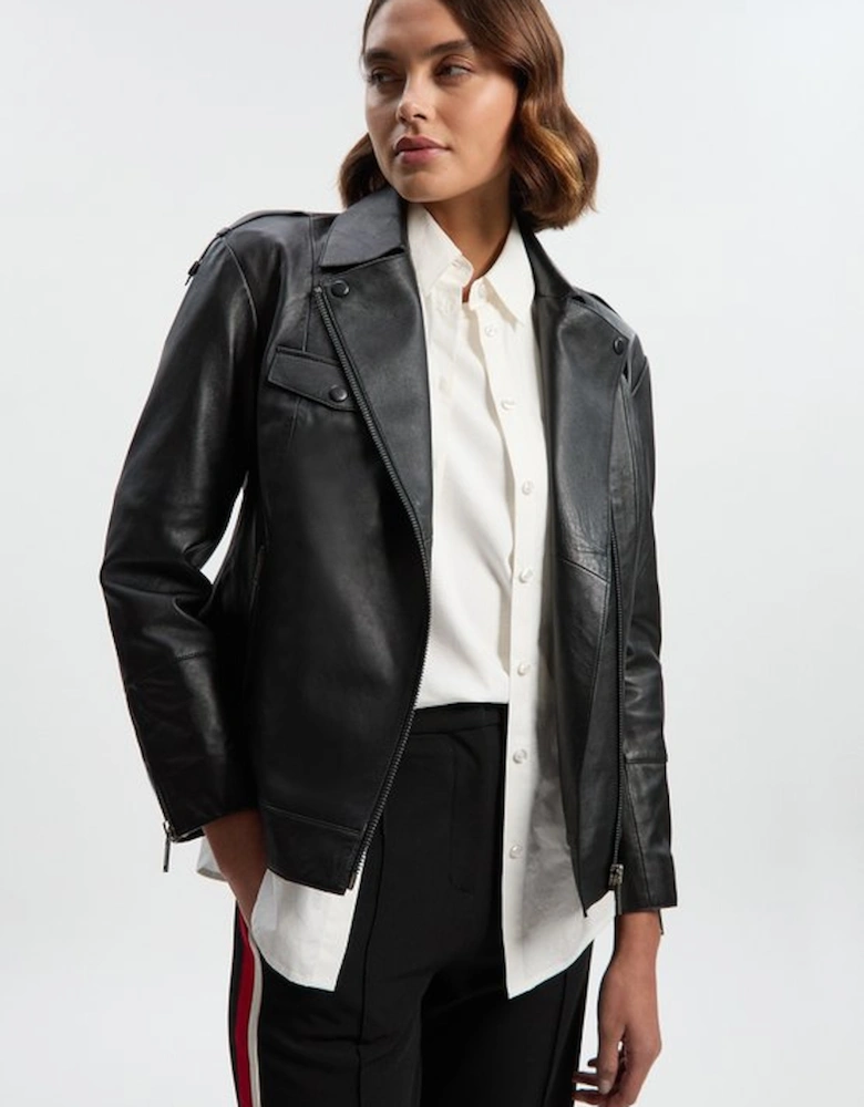 Leather Minimal Biker Jacket