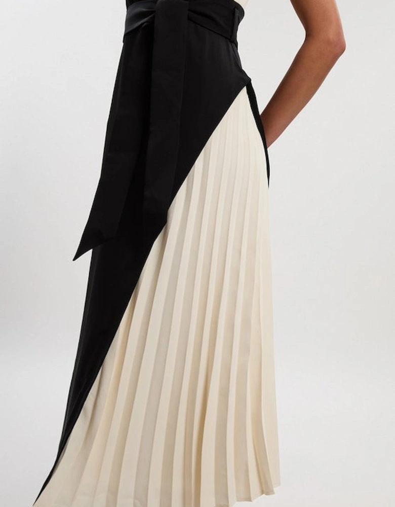Petite Soft Tailored Colour block Side Pleated Midi Dress