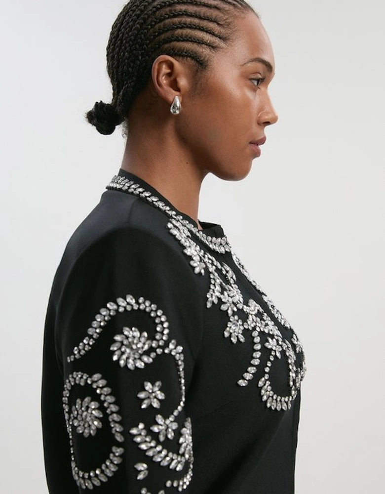 Plus Size Figure Form Bandage Embellished Knit Jacket