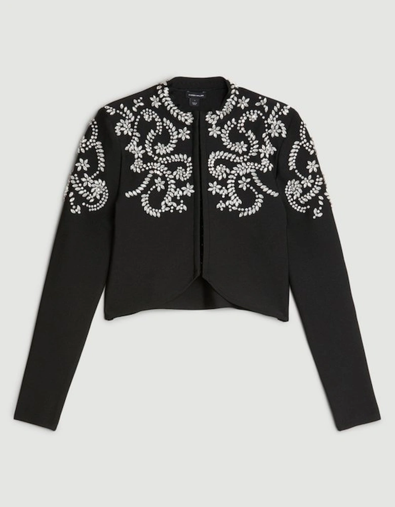 Plus Size Figure Form Bandage Embellished Knit Jacket