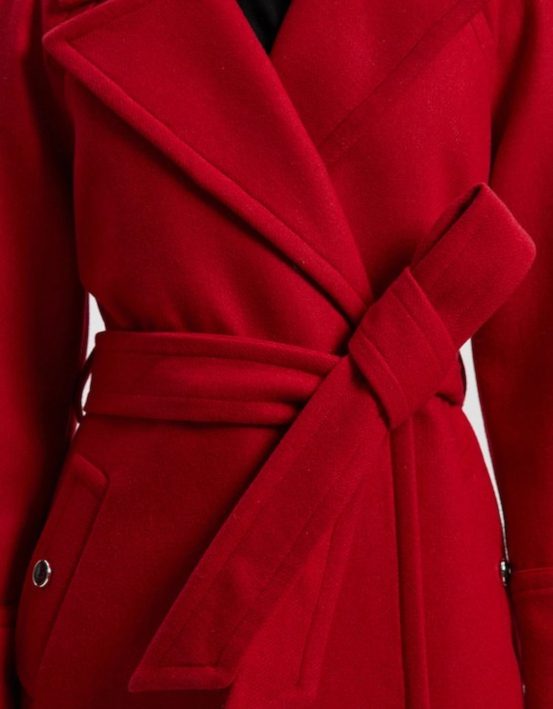 Wool Tailored Belted Midi Coat