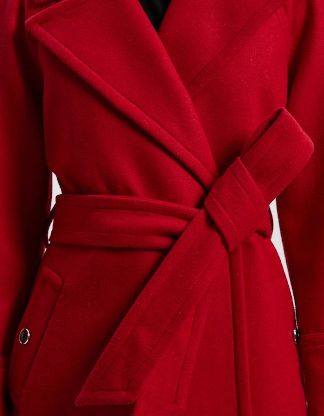 Wool Tailored Belted Midi Coat