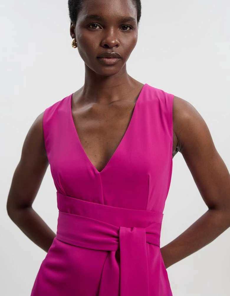 Soft Tailored Side Pleated Midi Dress