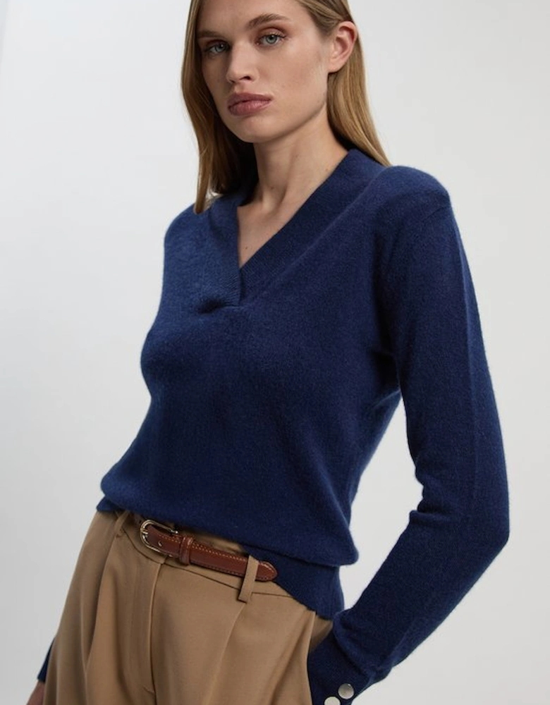 Cashmere V Neck Knitted Jumper