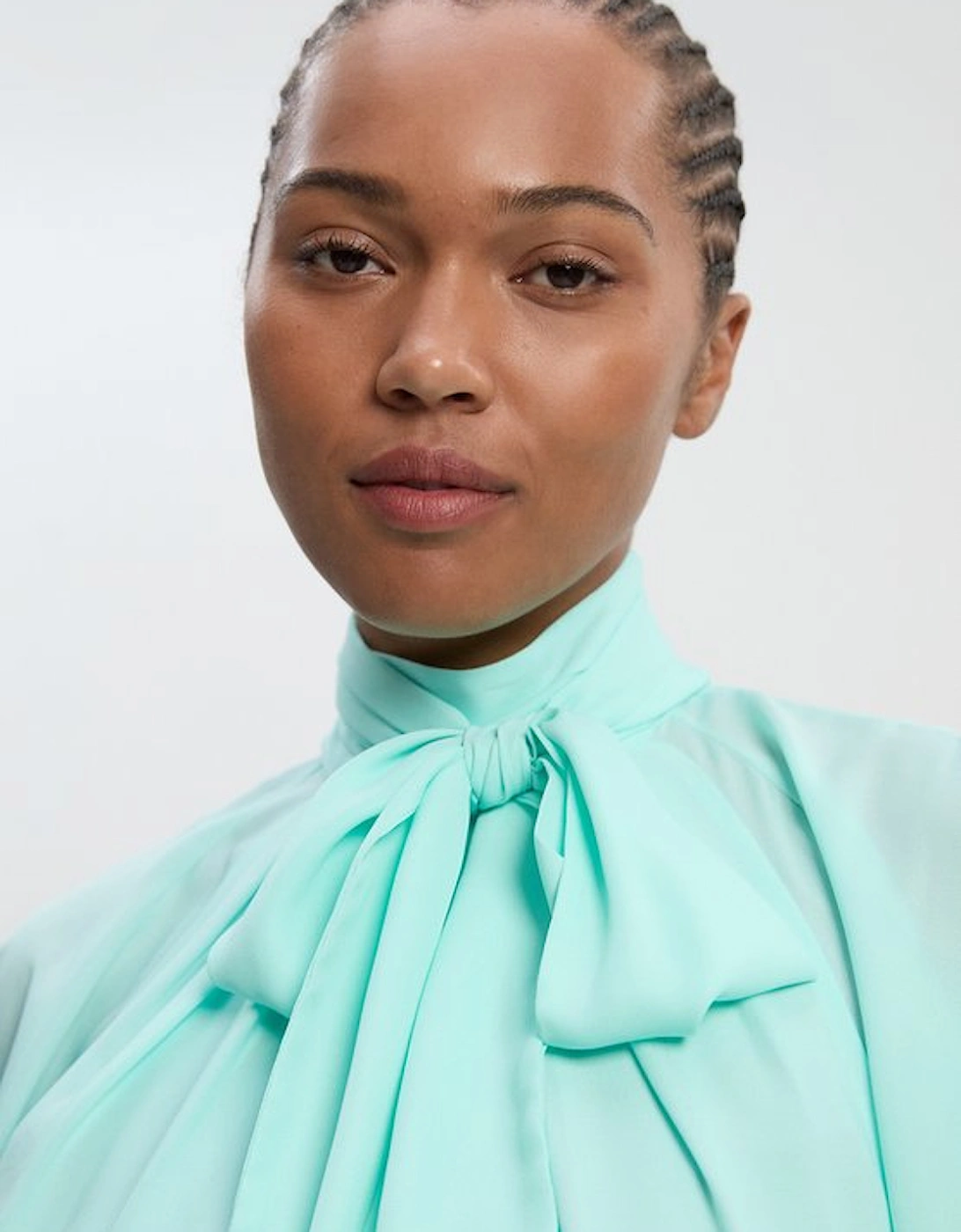 Plus Size Georgette Tie Neck Woven Midi Dress