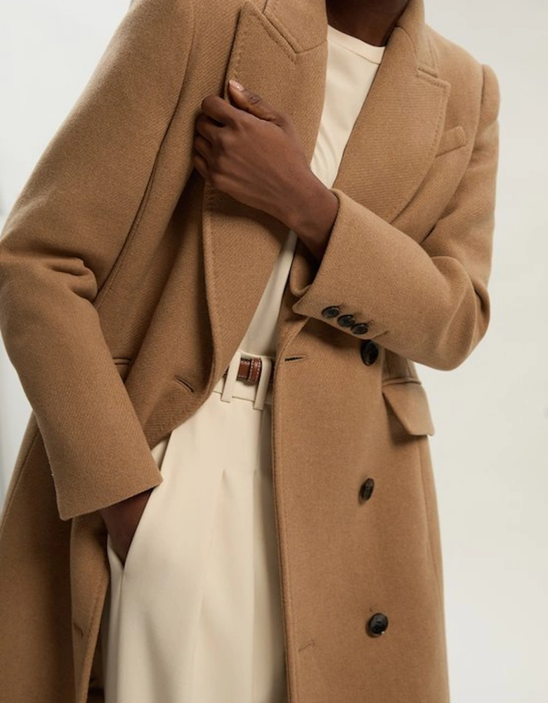 Wool Blend Tailored Fitted Maxi Coat
