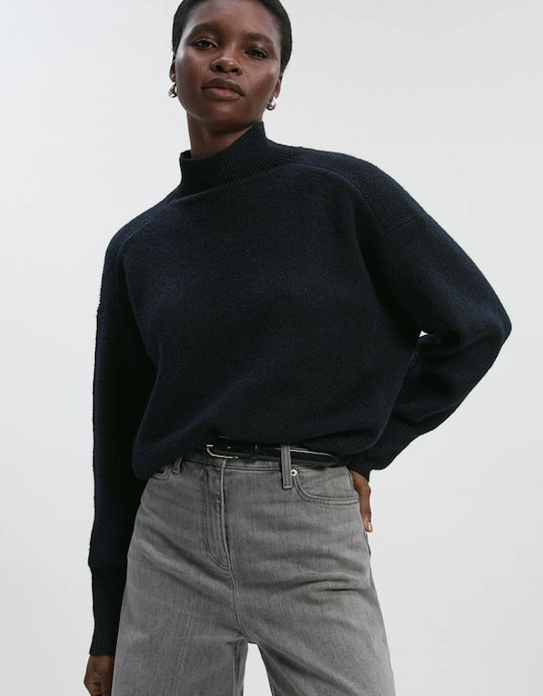 Wool Blend Cosy Funnel Neck Jumper