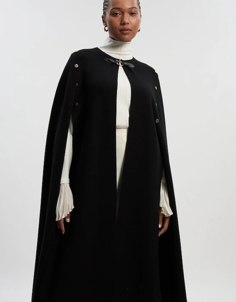 Plus Size Viscose Blend Military Knit Longline Cape