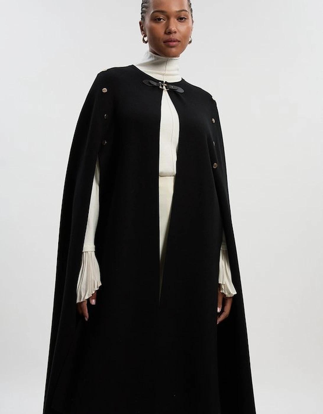 Plus Size Viscose Blend Military Knit Longline Cape