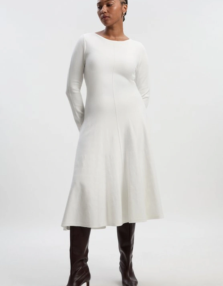 Lydia Millen Plus Size Compact Knit Wool Look Full Skirt Midi Dress