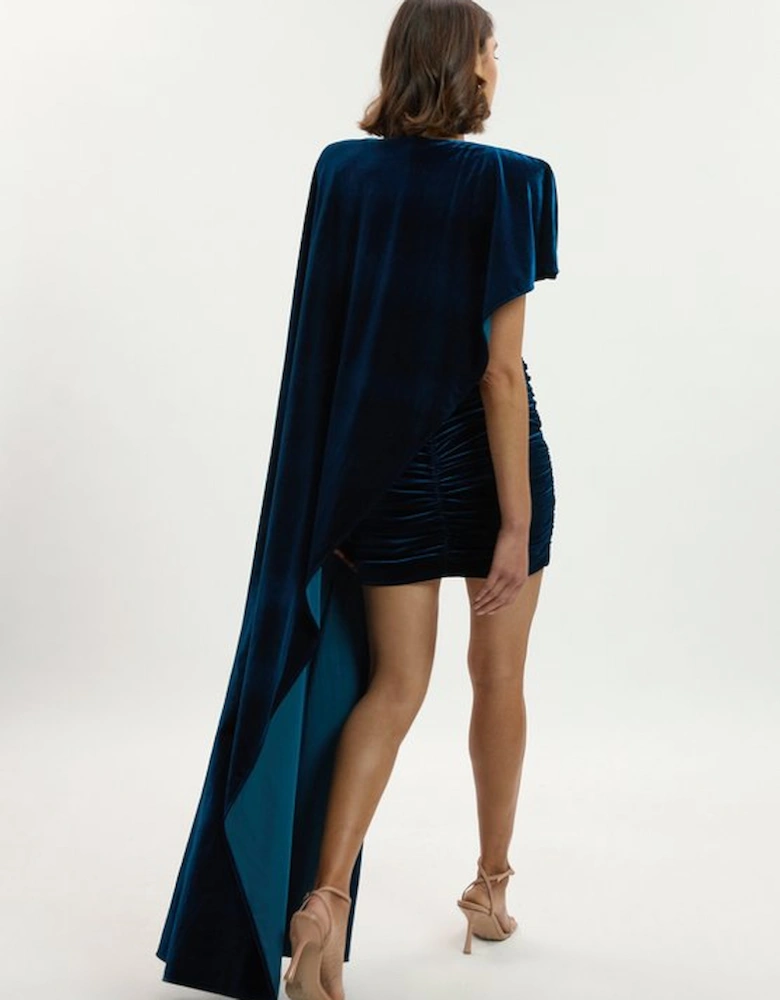 Stretch Jersey Cape Shoulder Mini Dress