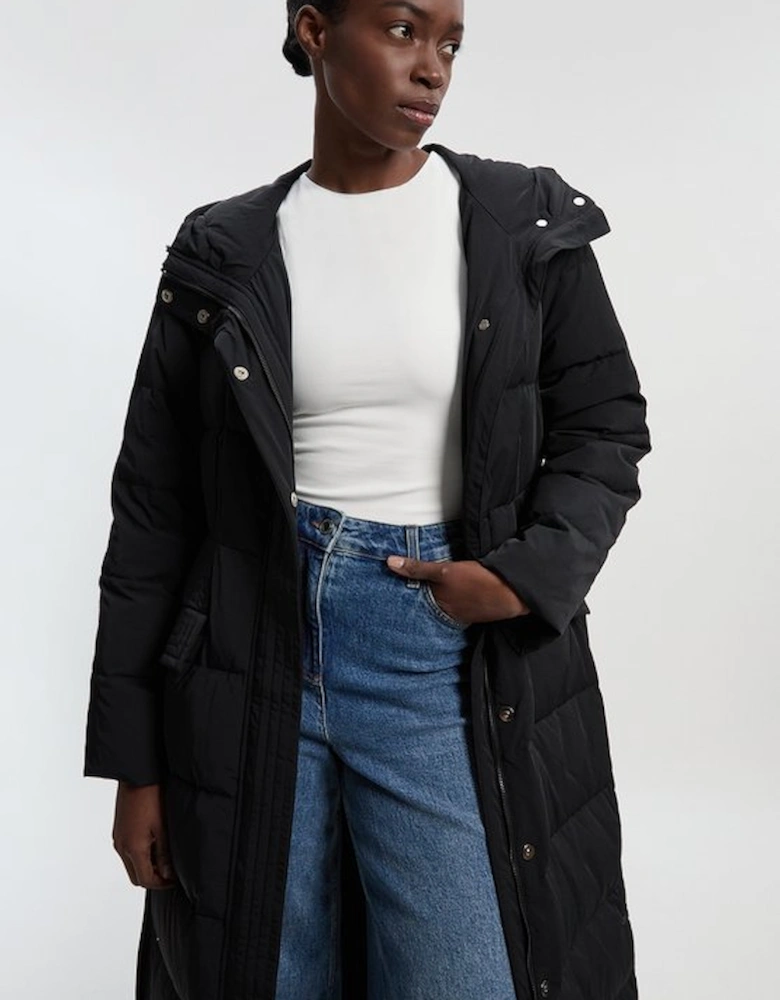 Real Down Belted Maxi Coat