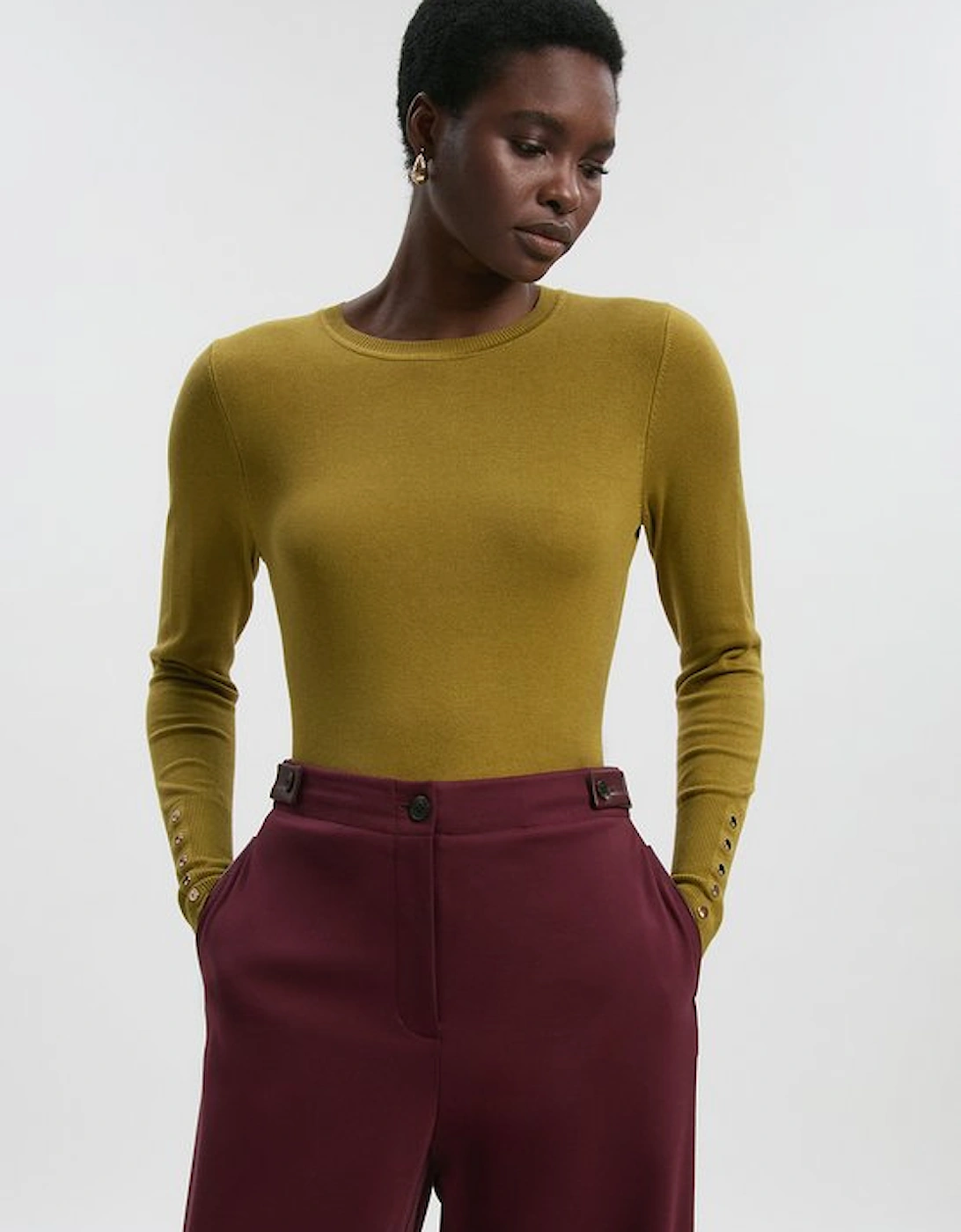 Viscose Blend Knitted Crew Neck Jumper