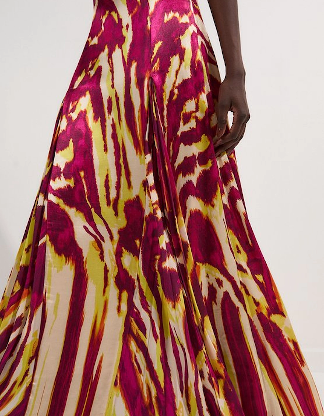 Viscose Satin Border Print Halter Neck Woven Maxi Dress