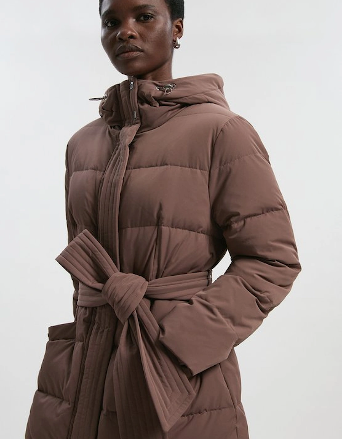 Real Down Belted Midi Coat